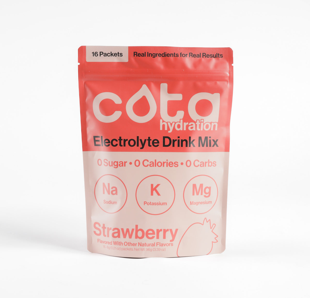 Cota Hydration Strawberry Electrolyte Drink Mix package on a white background